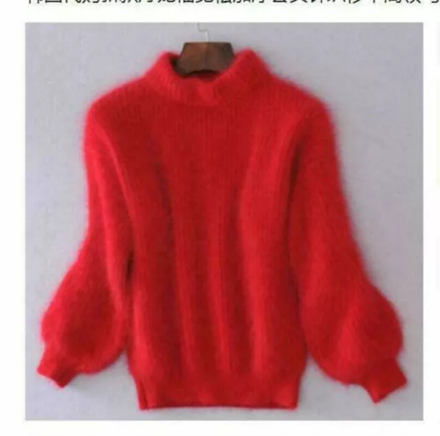 Lady Winter Angora Cashmere Blend Loose Warm Sweater Fluffy Plush Jumper Sz