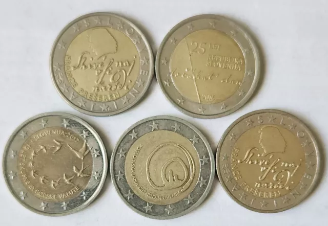 Monete 2 EURO Commemorativi  Slovenia . Tutti diversi. Come da foto