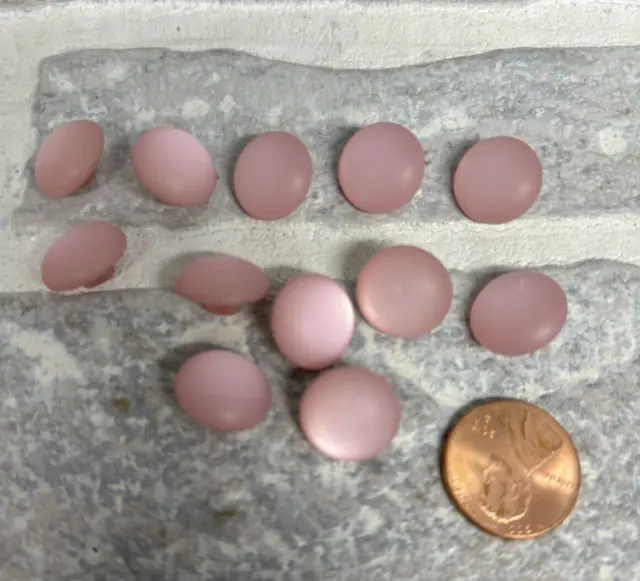 Lot of 12 Frosted Mauve Pink Rounded Plastic Shank Buttons 13mm 1/2"