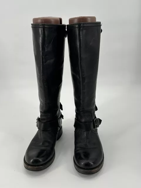 FRYE Veronica Back-Zip Black Leather Boot Size 7B #77552