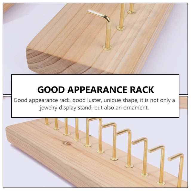 Wall Hanging Jewelry Rack Mounted Earring Holder Display Stand Wooden 2