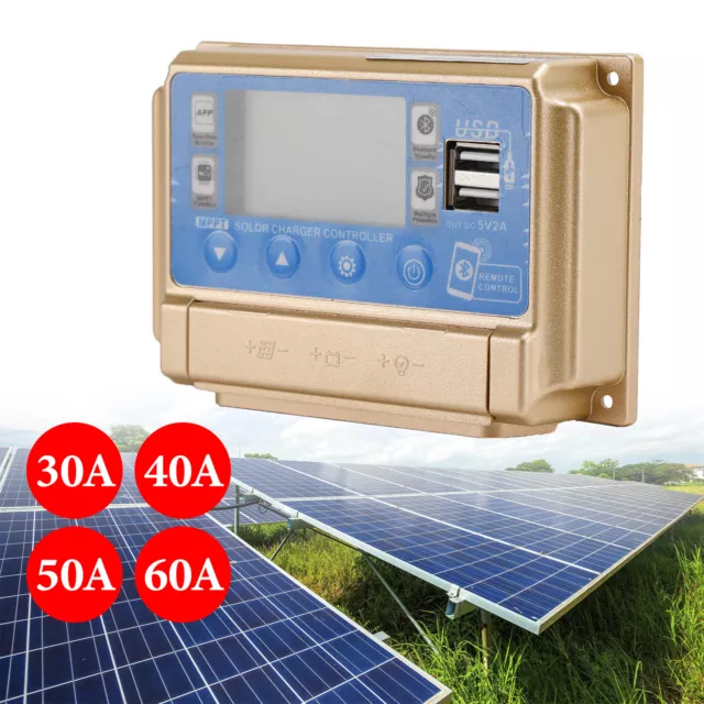 30A-60A MPPT Chargeur de contrôleur de charge solaire Bluetooth APP 12V/24V Or