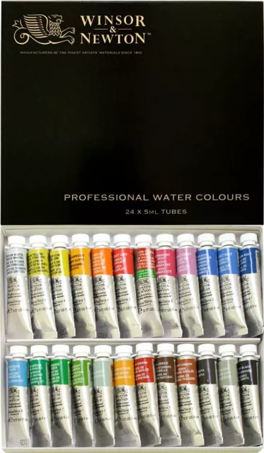 Windsor & Newton Artistas ' Agua Colores 24 Set 5ml Tubos Nuevo FS De Japón