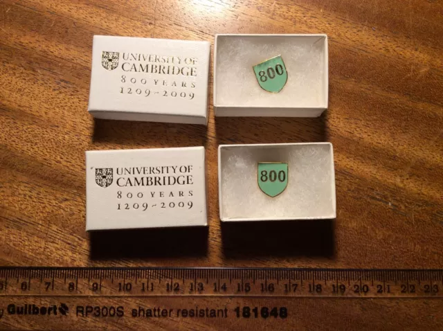 2 x University Of Cambridge 800 Years Lapel Badges