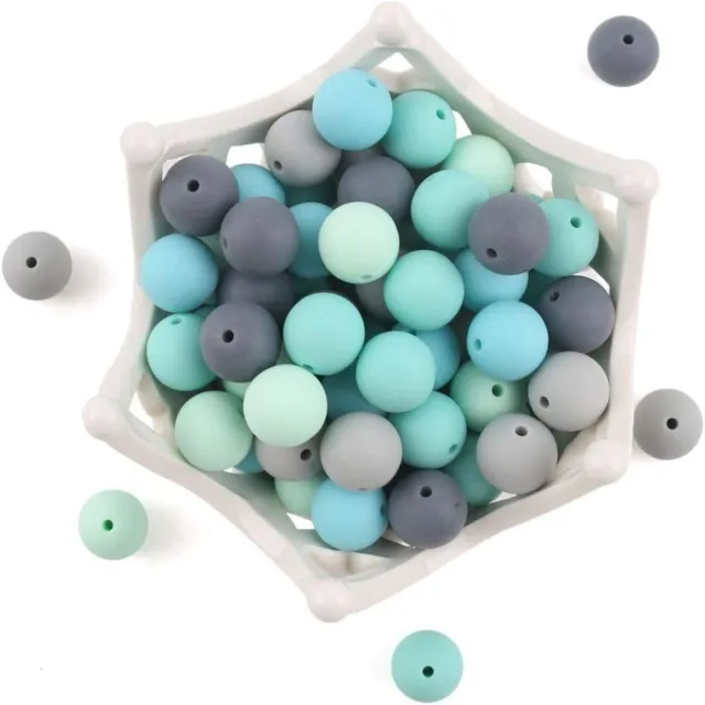 Silicone Perles rondes en vrac 15mm Perles lâches Perles de silicone  Bracelet