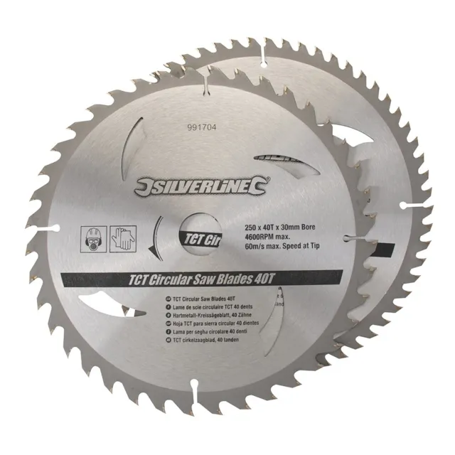 SILVERLINE 250MM CIRCULAR SAW BLADES 30mm TCT 40T 60T 991704 LIFETIME WARRANTY