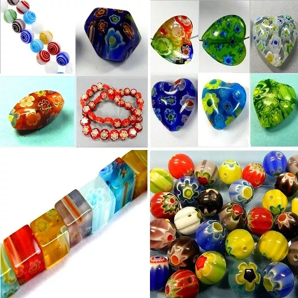 MILLEFIORI  DESIGN  GLAS PERLEN  div. FORMEN & FARBEN SCHMUCK BASTELN ZUBEHÖR /2