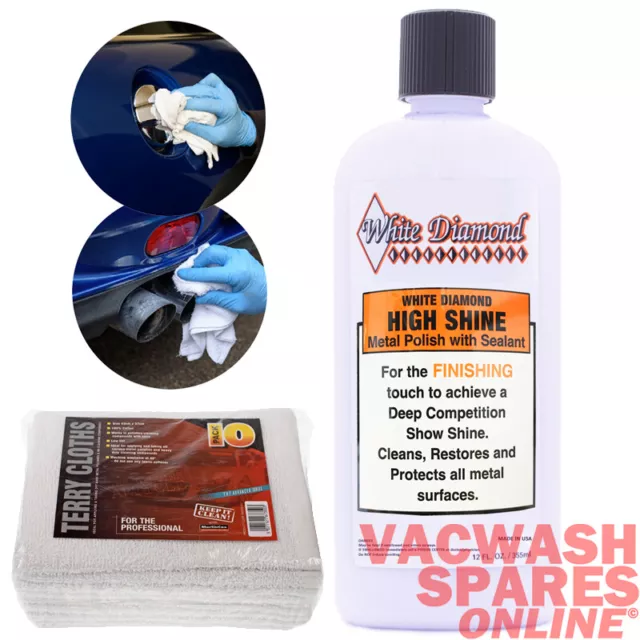 White Diamond *High Shine* Metal Polish And Sealant *10 Terry Cloths Included*