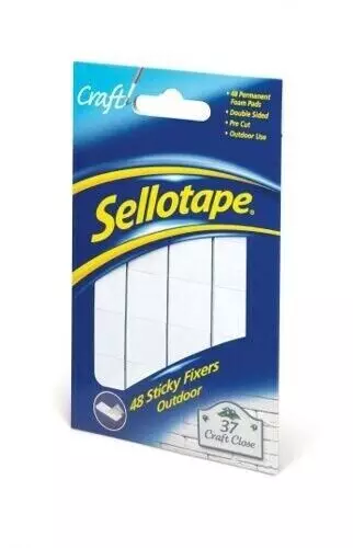 144 x Sellotape Outdoor Sticky Fixers Double Sided Foam Pads Pre Cut 20mm x 20mm