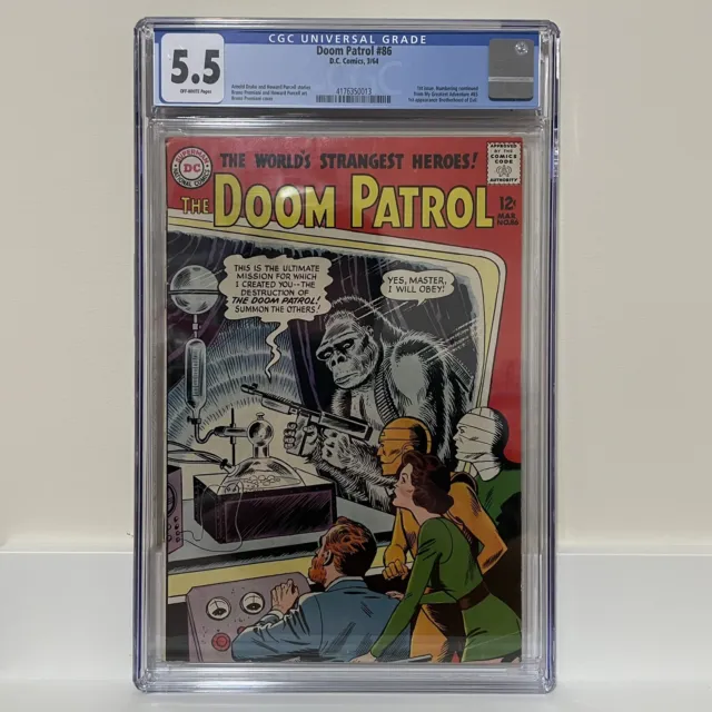 Doom Patrol #86 (1964) CGC 5.5 O/W Pages! 1st Issue & 1st Brotherhood Of Evil
