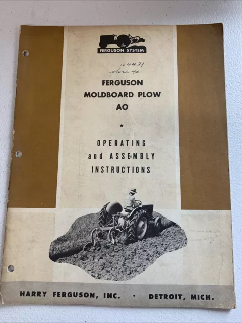 Ferguson Moldboard Plow AO Operating & Assembly Instructions  Z-3457-A Jan. 1953