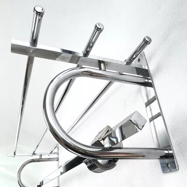 Art Deco Wall Coat Rack Wardrobe Silver Chrome 1930s Approx. 31 1/2in