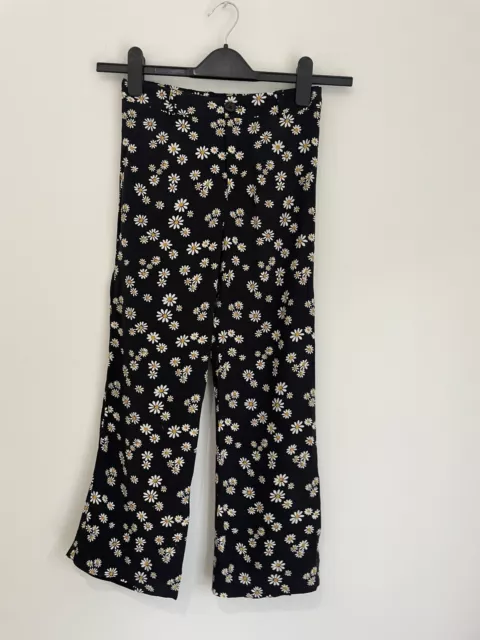 Girls Zara age 11-12 daisy print black trousers