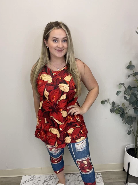 Ruby Red Flowy Tank Top Super Soft S-3X