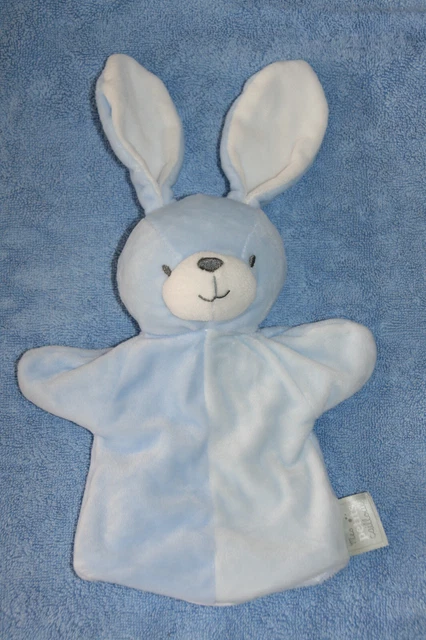 Mes Petits Cailloux Doudou Lapin Plat Marionnette Bleu Blanc Etat Neuf