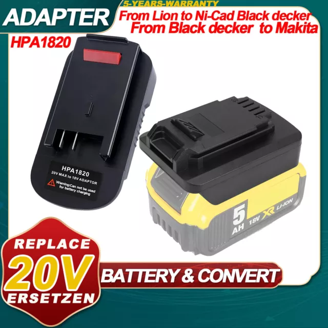 Adaptateur de batterie pour Milwaukee Bosch Makit 18V vers BlackDecker/Porter