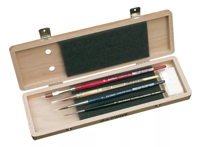 Set 4 pennelli misti DA VINCI - astuccio di legno - acquerello (5279)