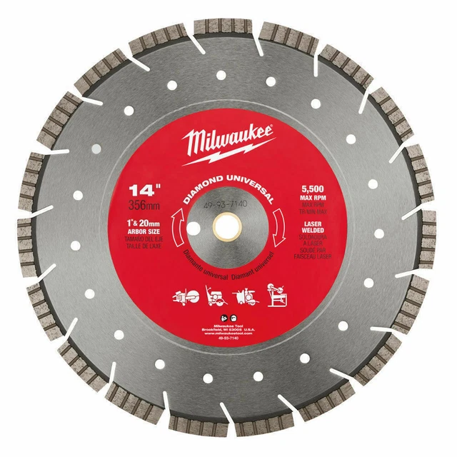 Milwaukee 49-93-7140 14 in Diamond Universal Segmented-Turbo Saw Blade