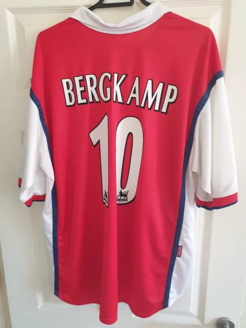 BERGKAMP 10 Arsenal Football Shirt Jersey 2XL 1998/1999 Nike Home Red JVC Rare