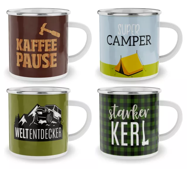 Auswahl La Vida Emaille Kaffee Tee Camping Outdoor Tasse Becher