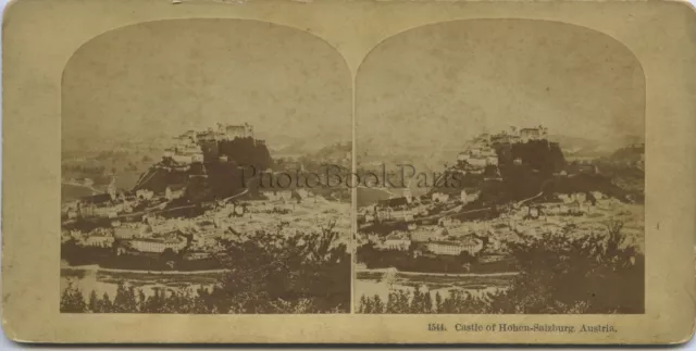 Österreich Austria Hohen-Salzburg Château Vintage Stereo Stereoview Kilburn
