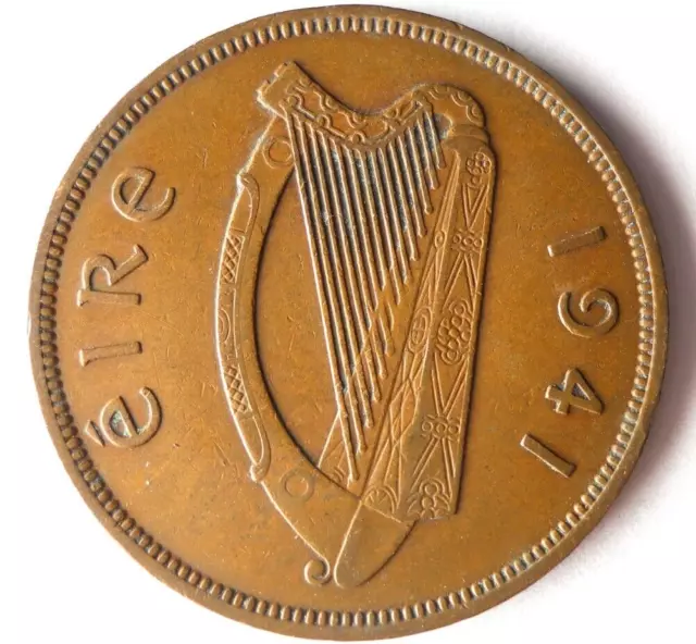 1941 IRELAND PENNY - Excellent Coin - FREE SHIP - Bin #338