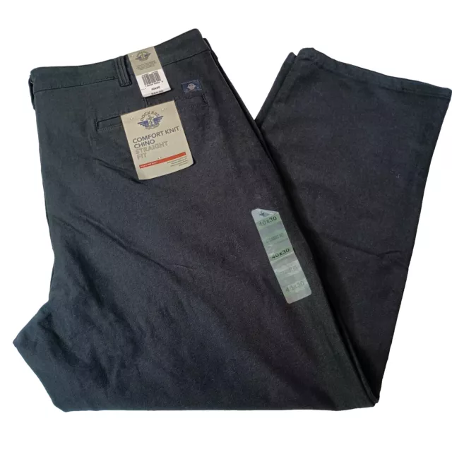 Dockers Comfort Knit Chino Pants Men's 40x30 Black Straight Fit Flex Waist