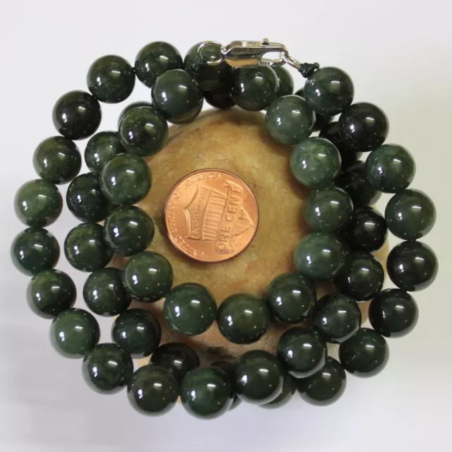 100% Natural Jadeite Grade A Untreated Dark Oily Green JADE Necklace 21" #N192