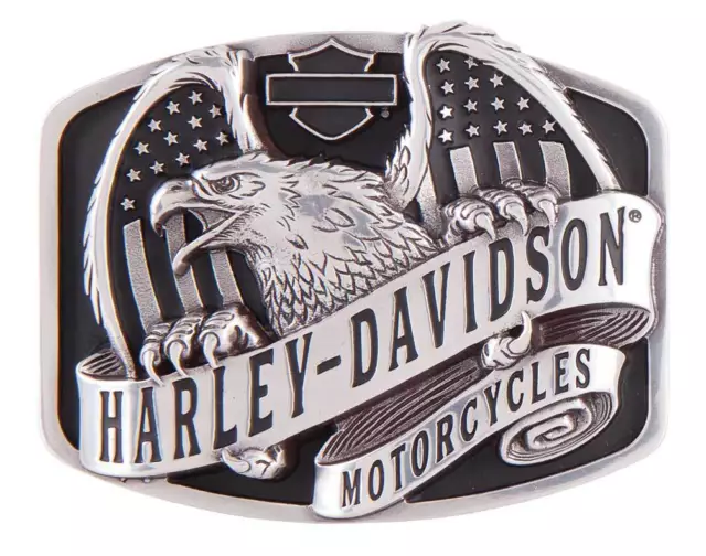 Harley-Davidson Men's Wings Over America Belt Buckle, Antique Silver HDMBU11402