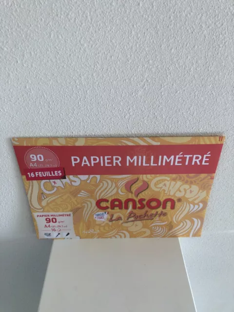 Canson La Pochette 16 Feuilles Papier Millimétré A4 21x29,7 90g/m2 Neuf