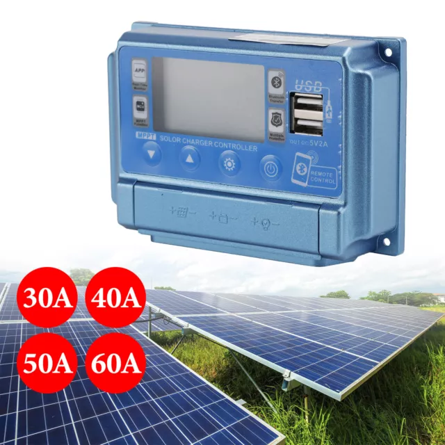 30A-60A MPPT Chargeur de contrôleur de charge solaire Bluetooth APP 12V-60V Or