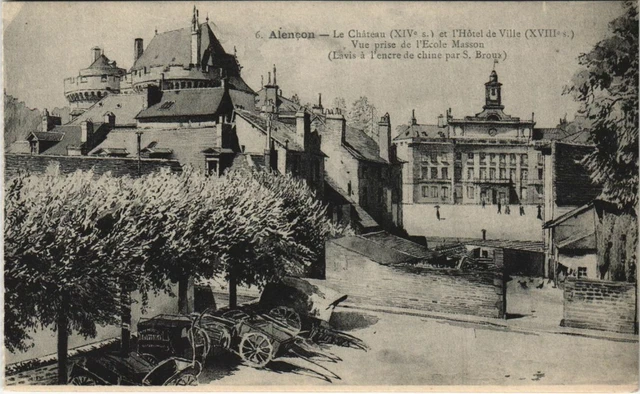 CPA ALENCON - Le Chateau l'Hotel de Ville-Vue prise de l'Ecole Masson (138263)