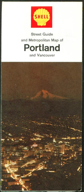 Shell Gasoline Portland Vancouver Street Road Map 1966