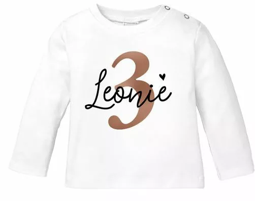 personalisiertes Baby Langarmshirt Geburtstags-Shirt personalisierbar mit Namen