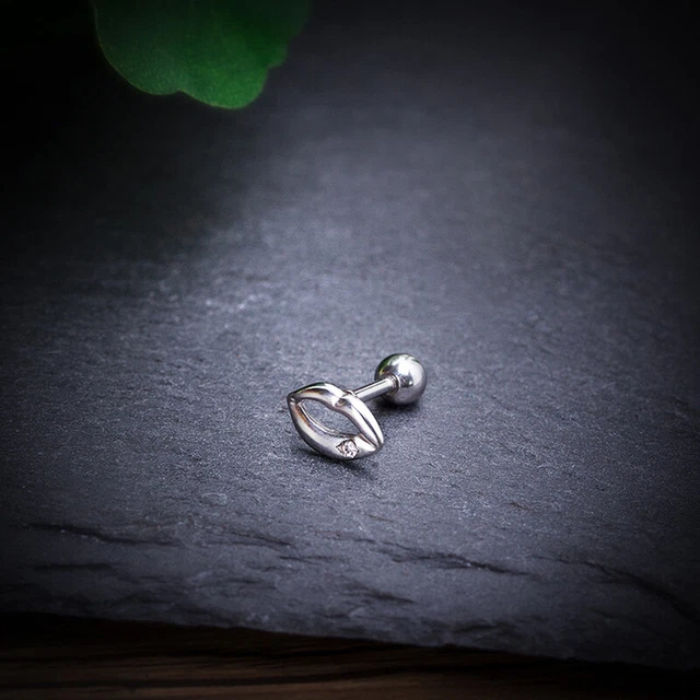 1Pcs Zircon Lip Print Ear Bone Nail Spiral Stud Earrings For Women Men Party