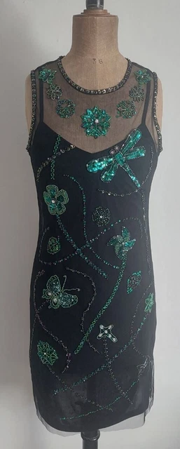Vioyavo Abito in Rete Trasparente da Donna Sexy con Strass di Perle Abito da Spiaggia Copricostume da Bagno Bikini Coverup Abito da Sera Cerimonia Partito Streetwear Clubwear (Nero, XL