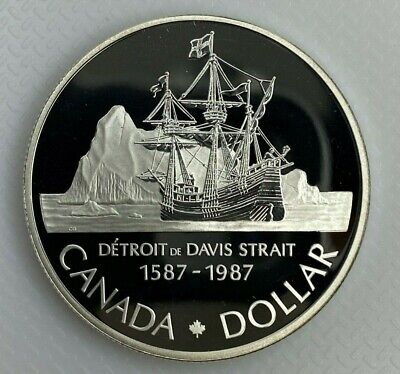 1987 CANADA 400th ANNIVERSARY JOHN DAVIS PROOF SILVER DOLLAR COIN