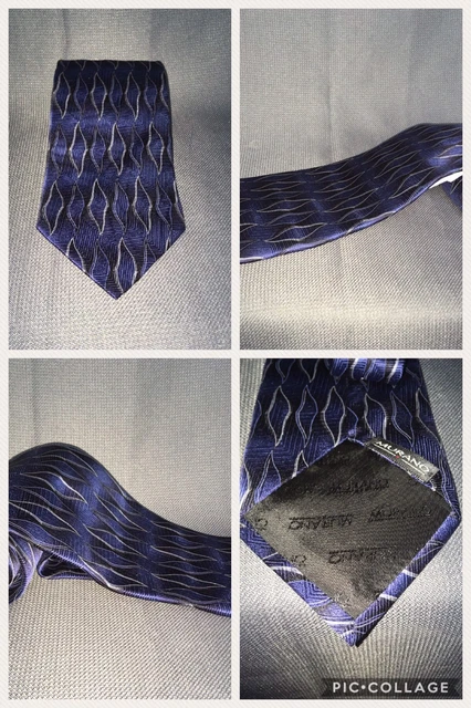 Men's Silk Tie Murano Blue And Black Geometric T02