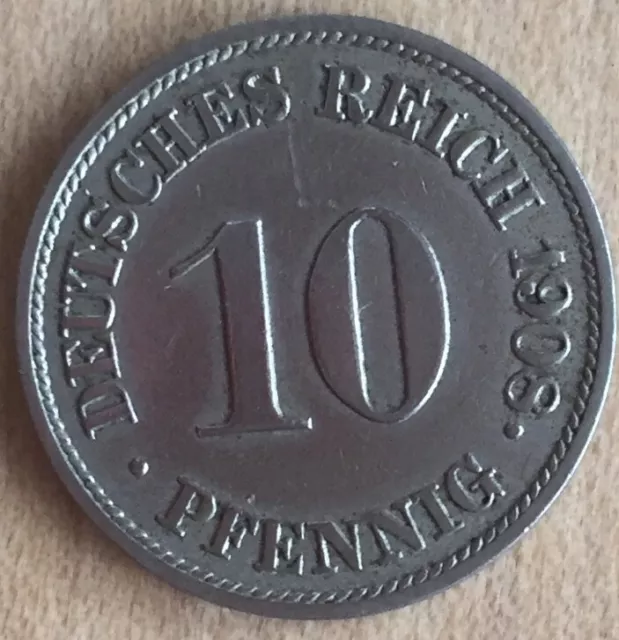 10 Pfennig 1908 J, Deutsches Kaiserreich - Jaeger 13