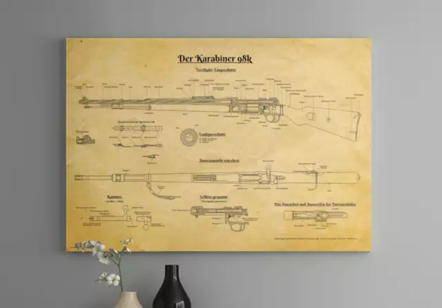 WW1 Mauser K98 Rifle Patent Print - WW2 German Karabiner 98k Kar98k K98k Poster