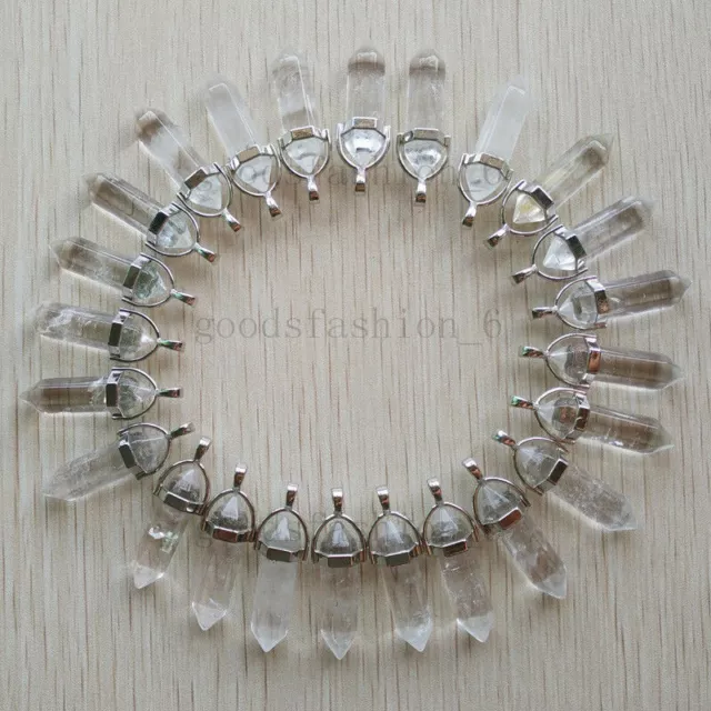 Natural crystal quartz stone Point Chakra Healing Pendants 24pcs/lot Wholesale