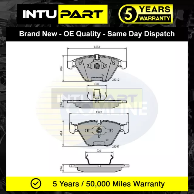 Fits BMW 3 Series 5 6 7 Z4 1 X1 + Other Models Intupart Front Brake Pads Set