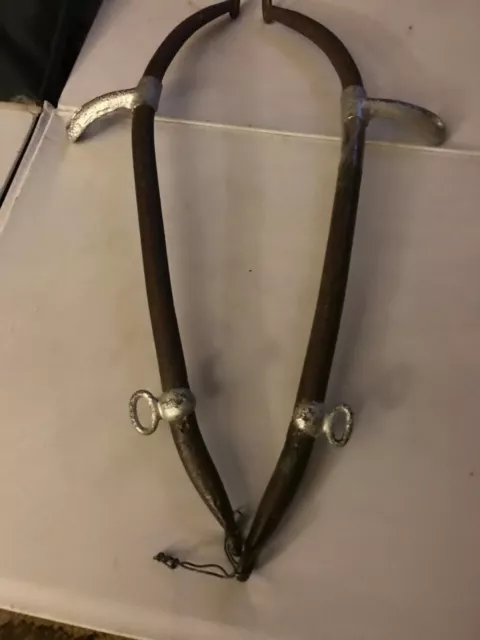 ANTIQUE PAIR of CAST IRON  DRIVING HORSE HARNESS  - 22" LONG
