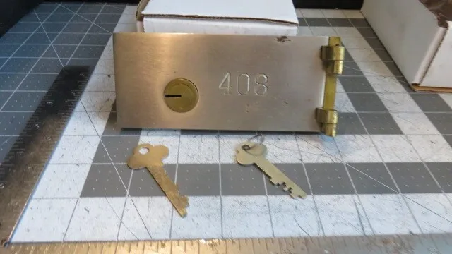 Antique L.L. Bates 1886 Safety Deposit Box Door, Hinges, 1 Op & 1 Guard Key #408