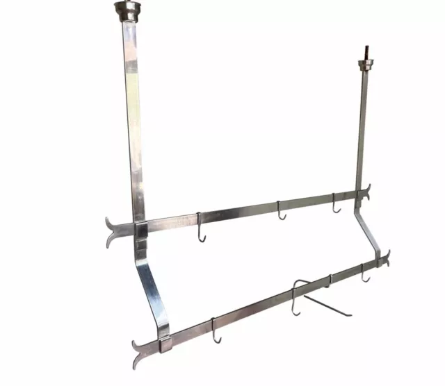 Reclaimed Stainless Steel Butchers Hanging Meat Rack or Frame with Hooks - UKAA