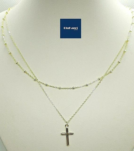 GAVU Collana Donna Con Ciondolo Croce In Argento 925 E Zirconia Cubica - Gioiello Elegante Per Cresima E Regali