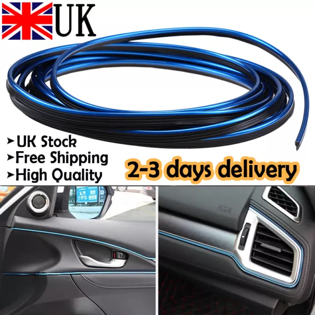 5M Blue Car Interior Exterior Decorative Edge Moulding Trim Strip Line Decor