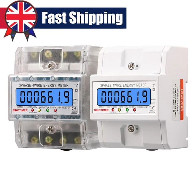 DIN RAIL ENERGY Meter 3 Phase 4 Wires KWh Meter Electric Energy Meter ...