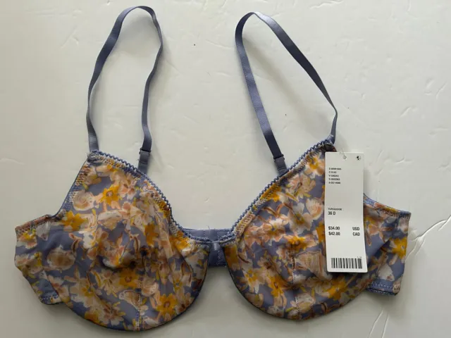 URBAN OUTFITTERS Out From Under Sheer Floral Bra Size 36D Underwire $12 ...