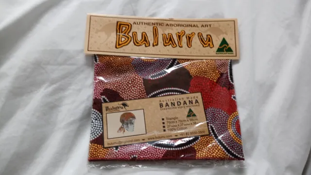 New Authentic Australian Aboriginal Art Bulurru Bandana - Man's Ceremony Design